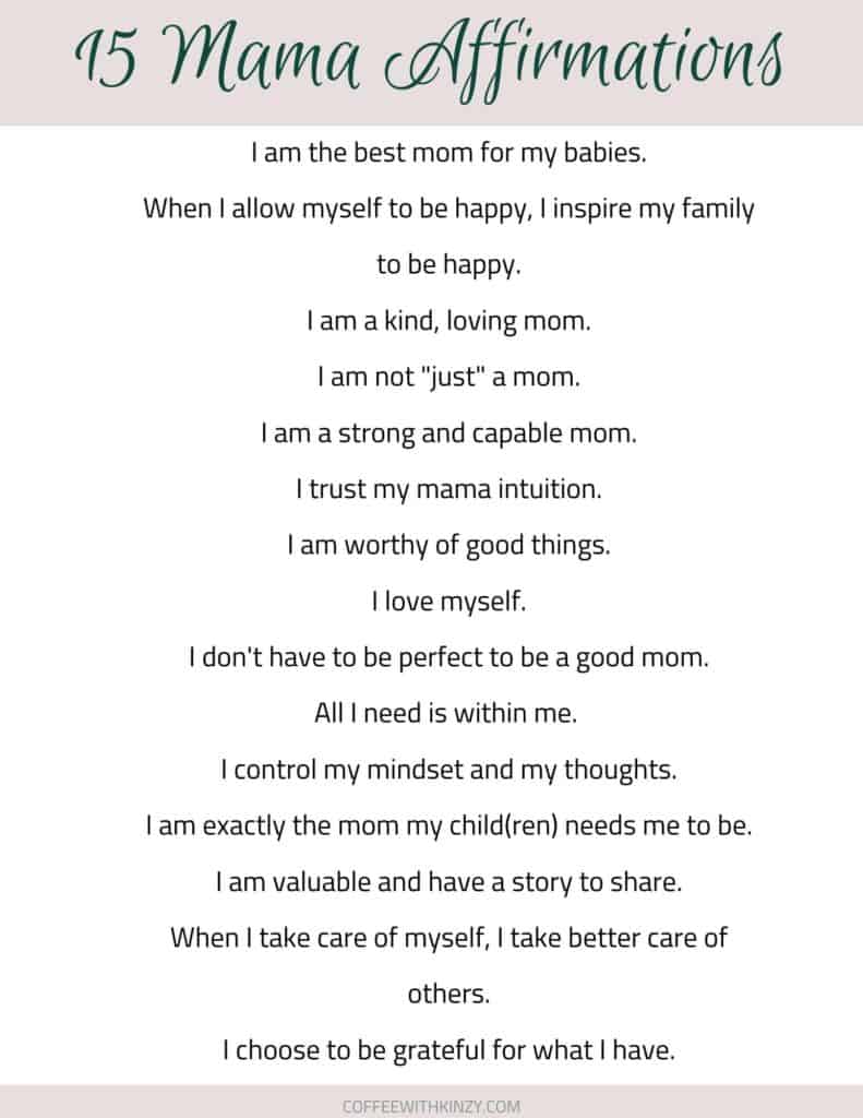 15 affirmations for moms