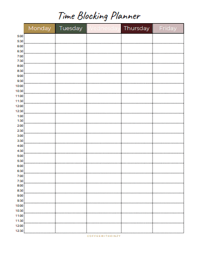 Weekly Time Blocking Printable