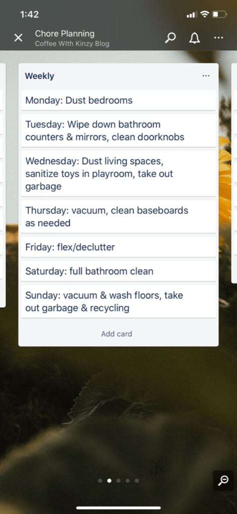 Weekly Cleaning Schedule for Moms