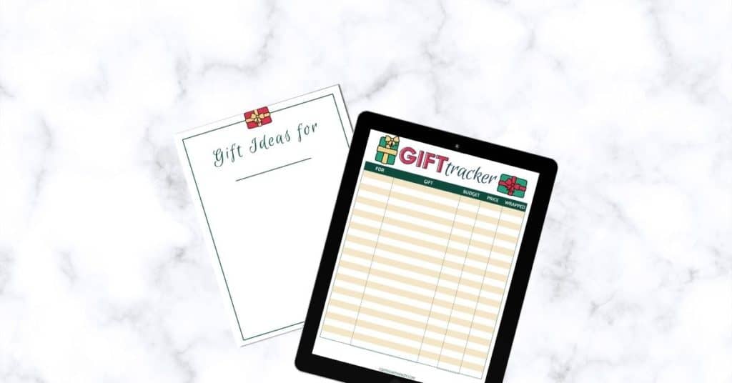 Free Gift Ideas printable and Gift Tracker Printable Worksheets