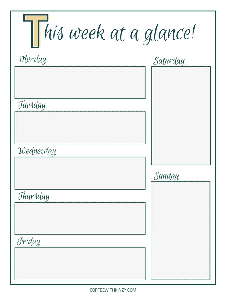 Weekly planner printable