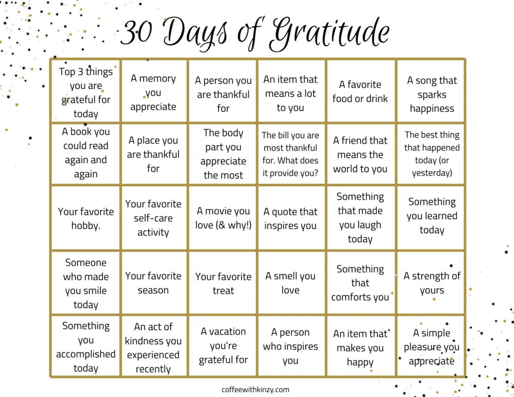30 Day Gratitude Challenge PDF