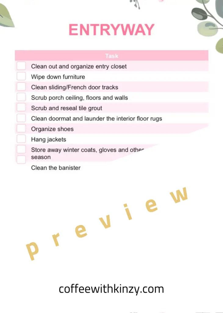 Entryway Spring Cleaning Checklist PDF